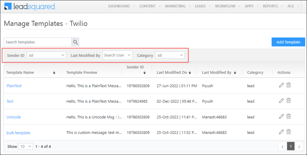 LeadSquared SMS Connectors USA Help & Support
