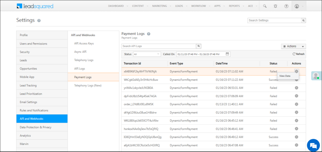 Payment Logs - Help & Support