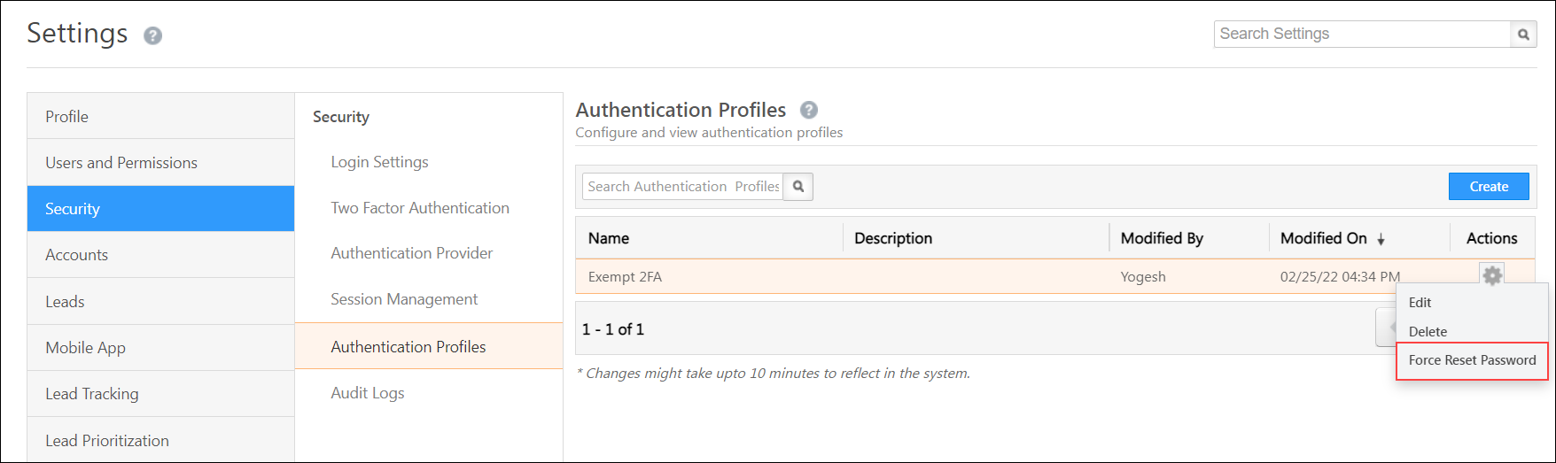 LeadSquared - authentication profile