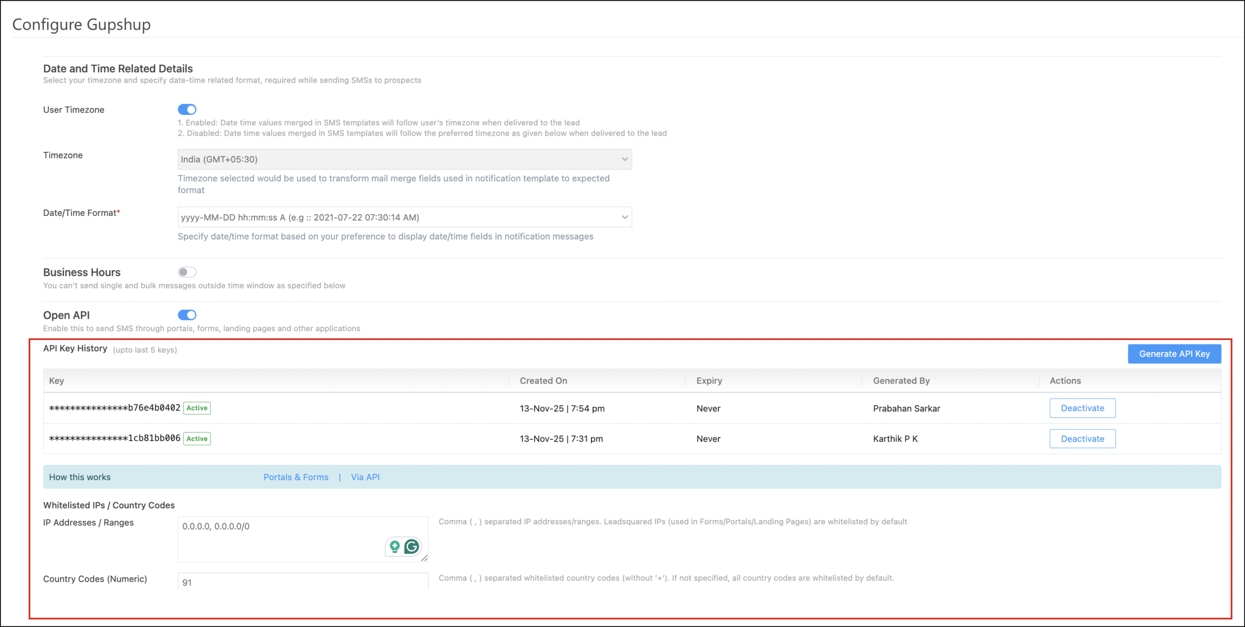 finding the sms x api key and whitelist ips