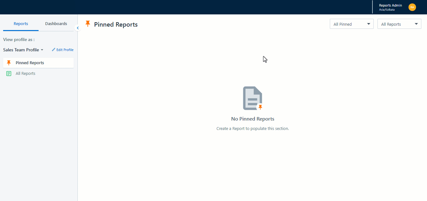 report management adding dashboard to profile 1