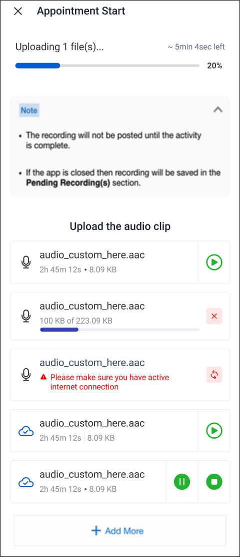 LeadSquared - Progress bar in activity audio recording