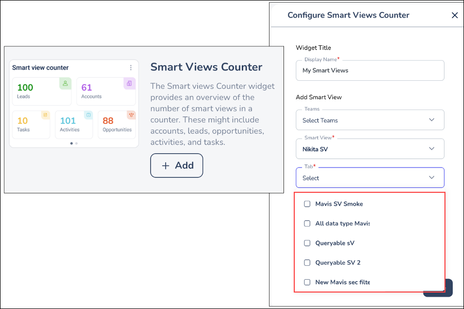 LeadSquared - mavis sv in smart views counter widget
