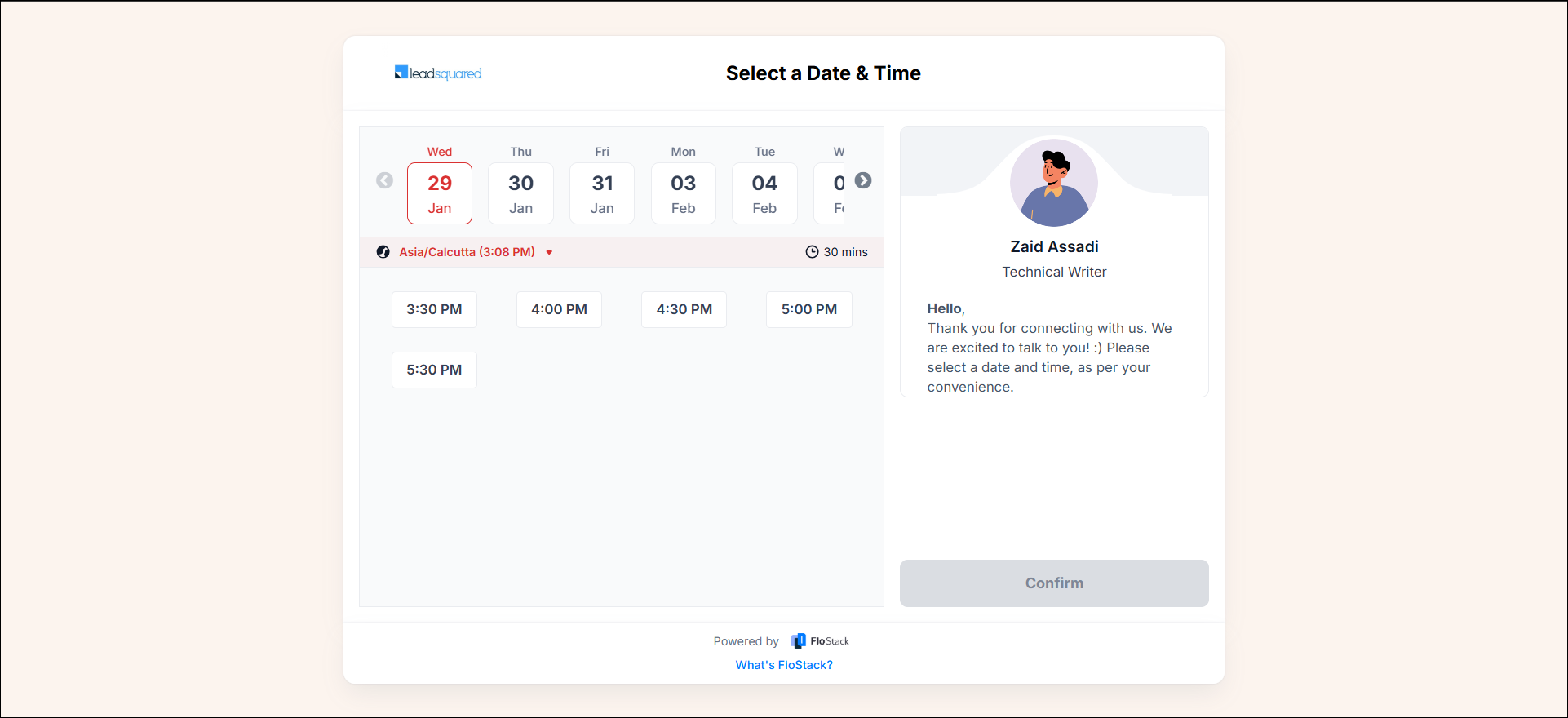 Book a meeting flostack