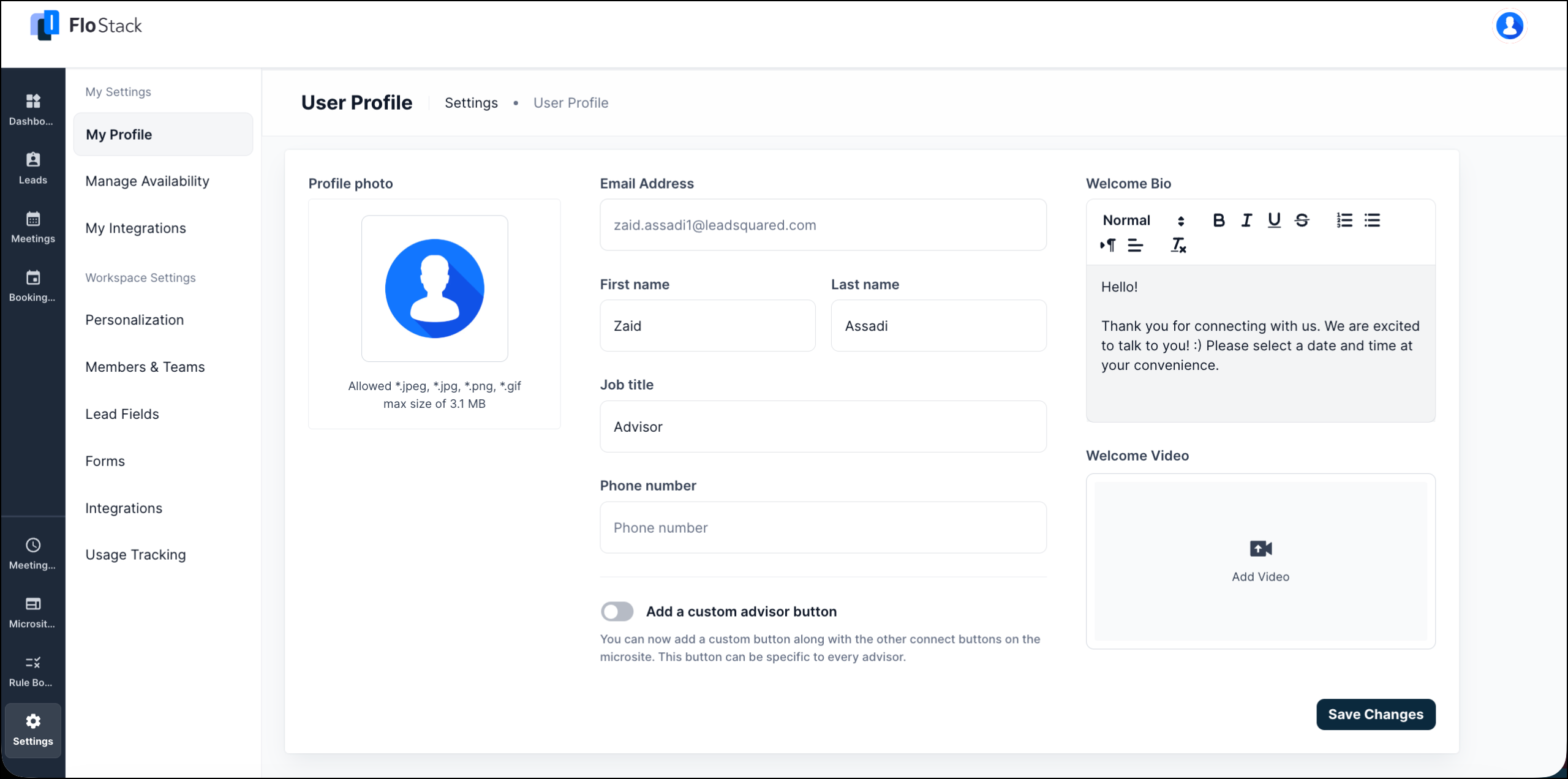 Setup your profile and calendar
