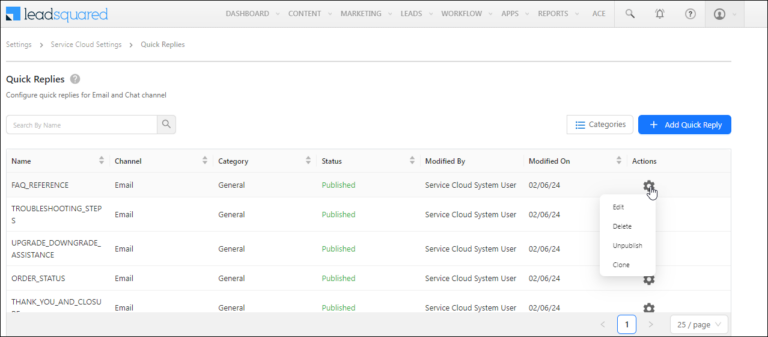 Quick Replies Admin Set-up - LeadSquared Help and Support