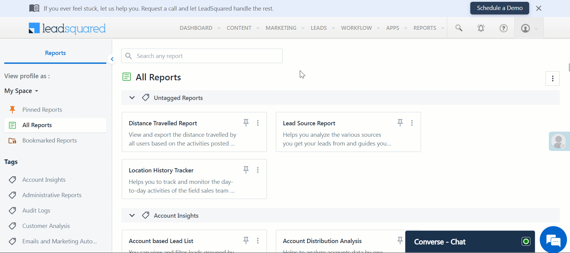 Leadsquared pinned reports