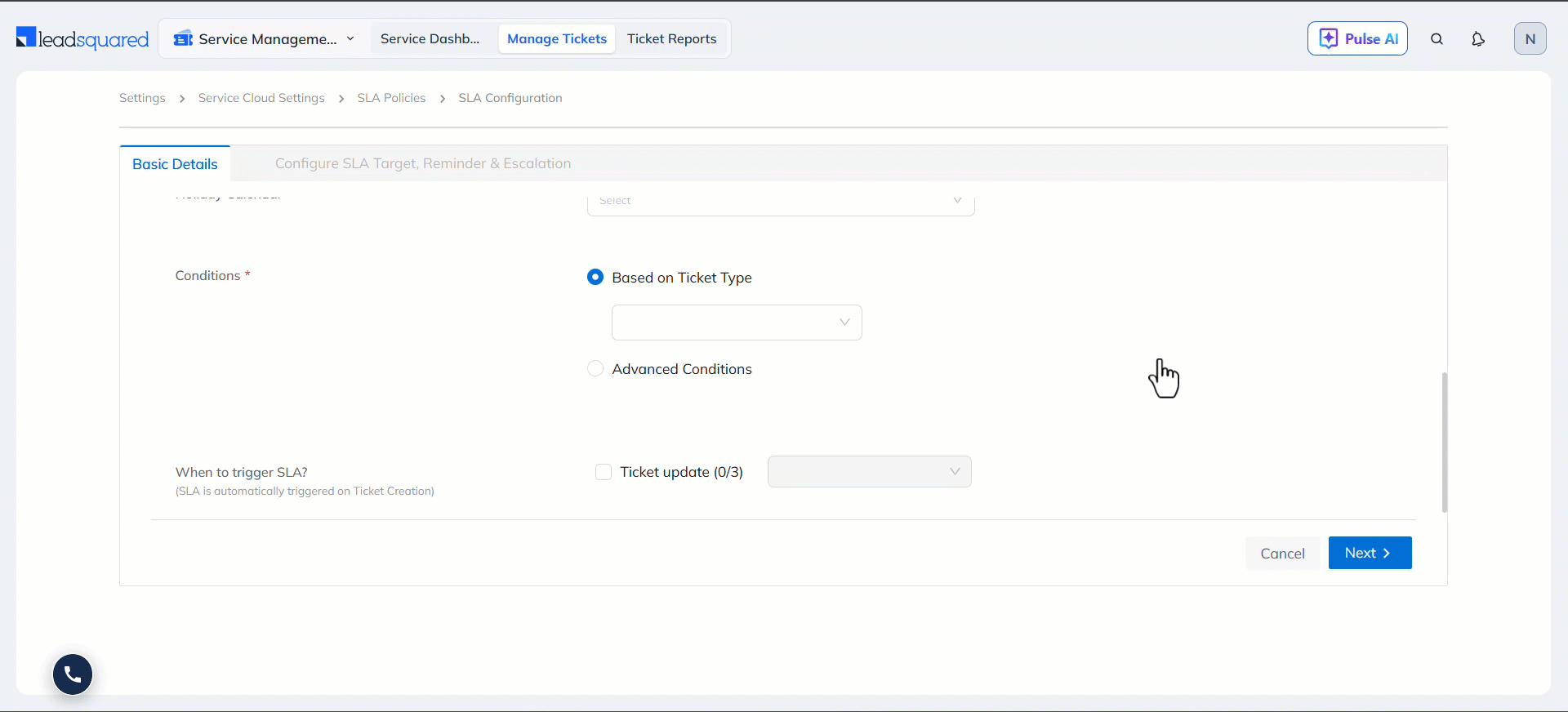 LeadSquared Service CRM SLA Policies
