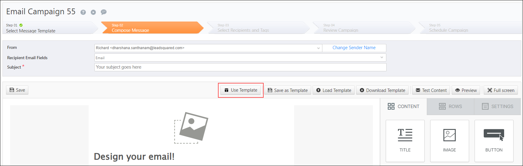 LeadSquared - Use Template in Email Editor