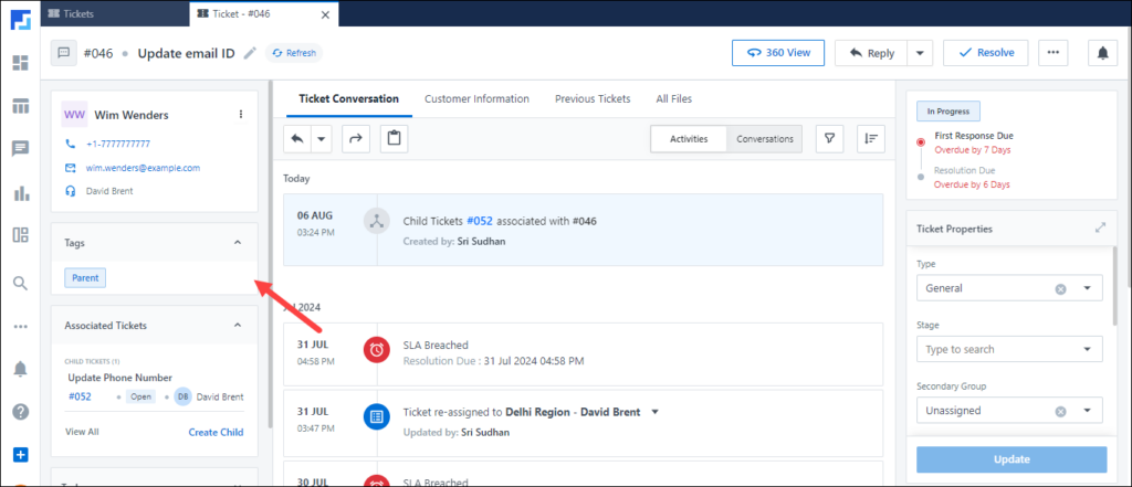 Ticket Details Page - Agent View - LeadSquared Help and Support