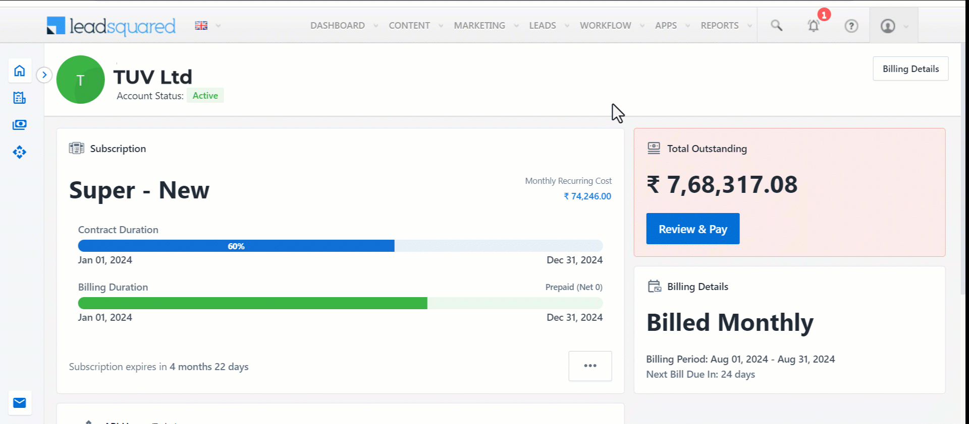 Leadsquared - Manage Subscription