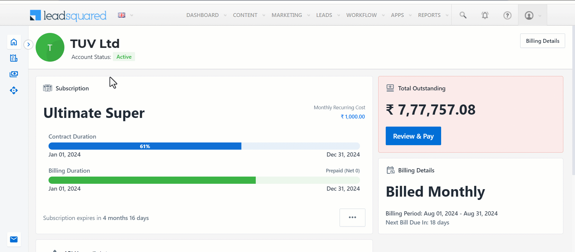 Leadsquared - Manage Subscriptions
