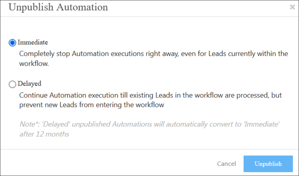 Unpublish automation