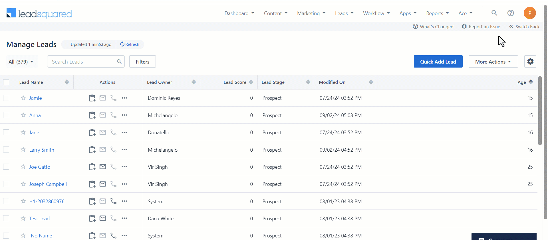 Leadsquared - Manage Leads
