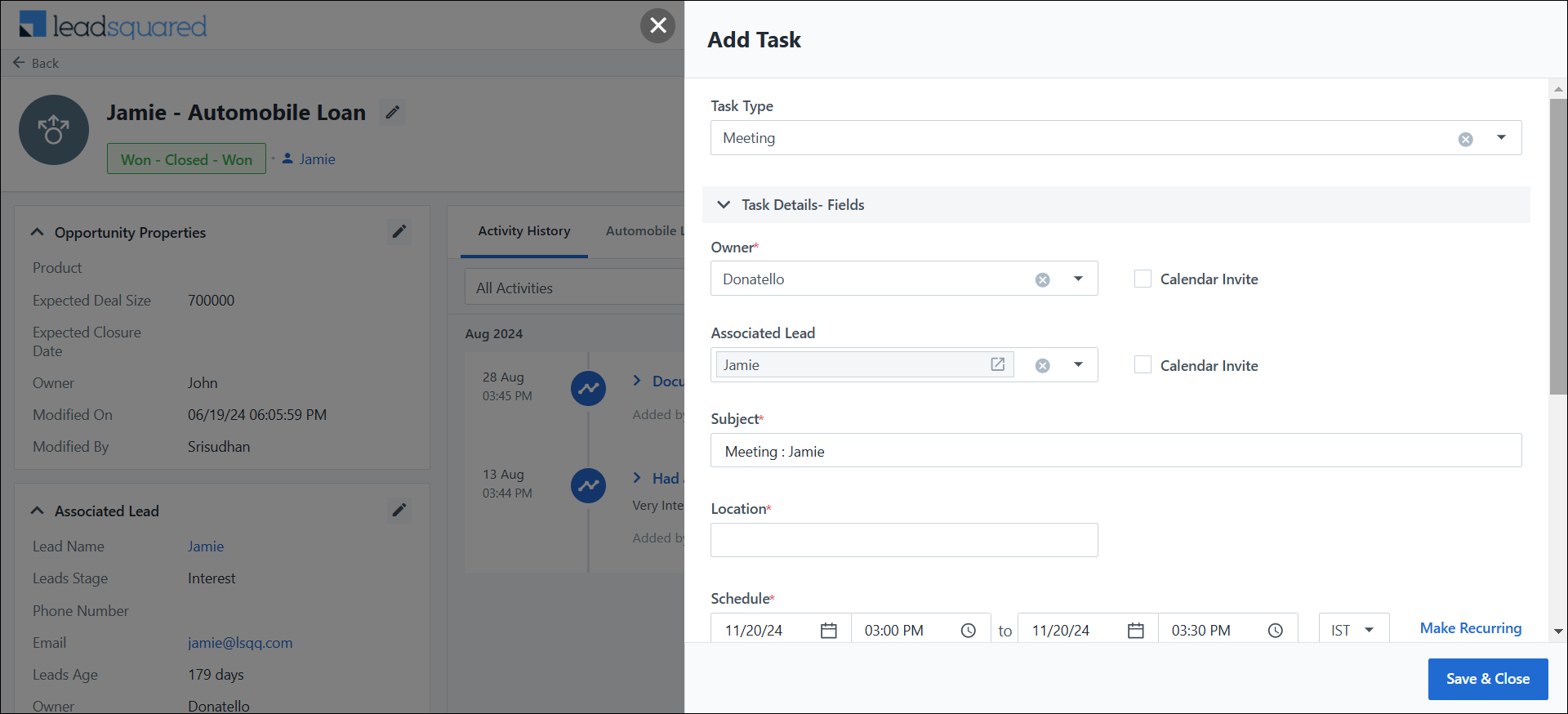 Leadsquared - Tasks