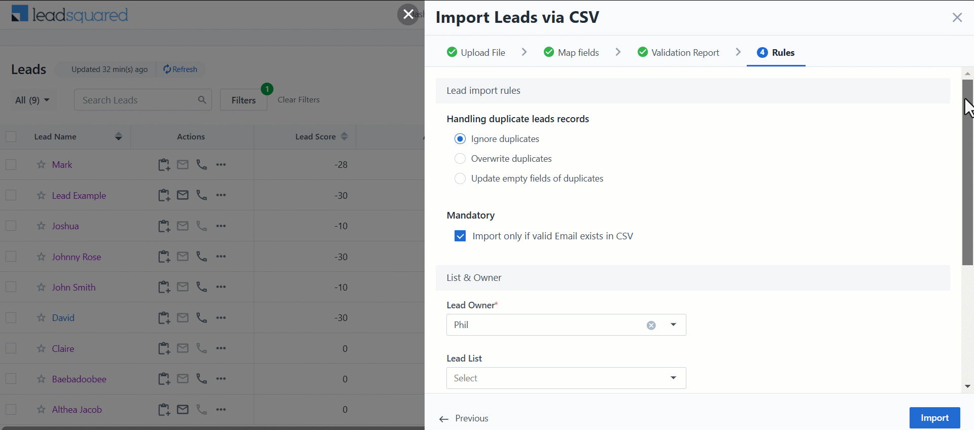 Leadsquared - Import Leads