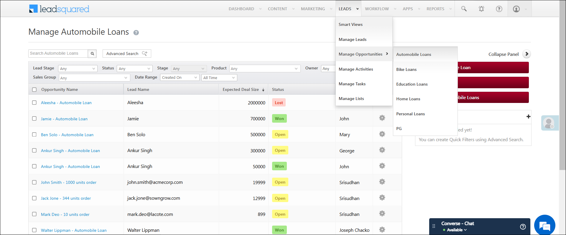 Leadsquared - Opportunity Management