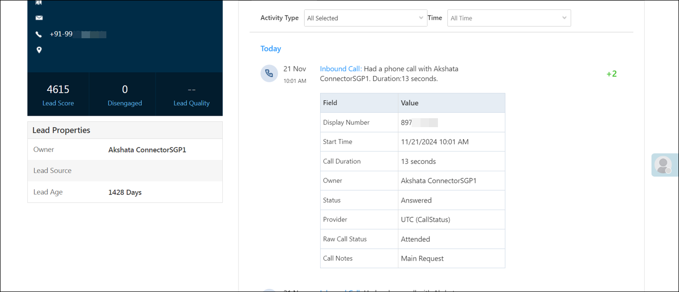 telephony raw call status