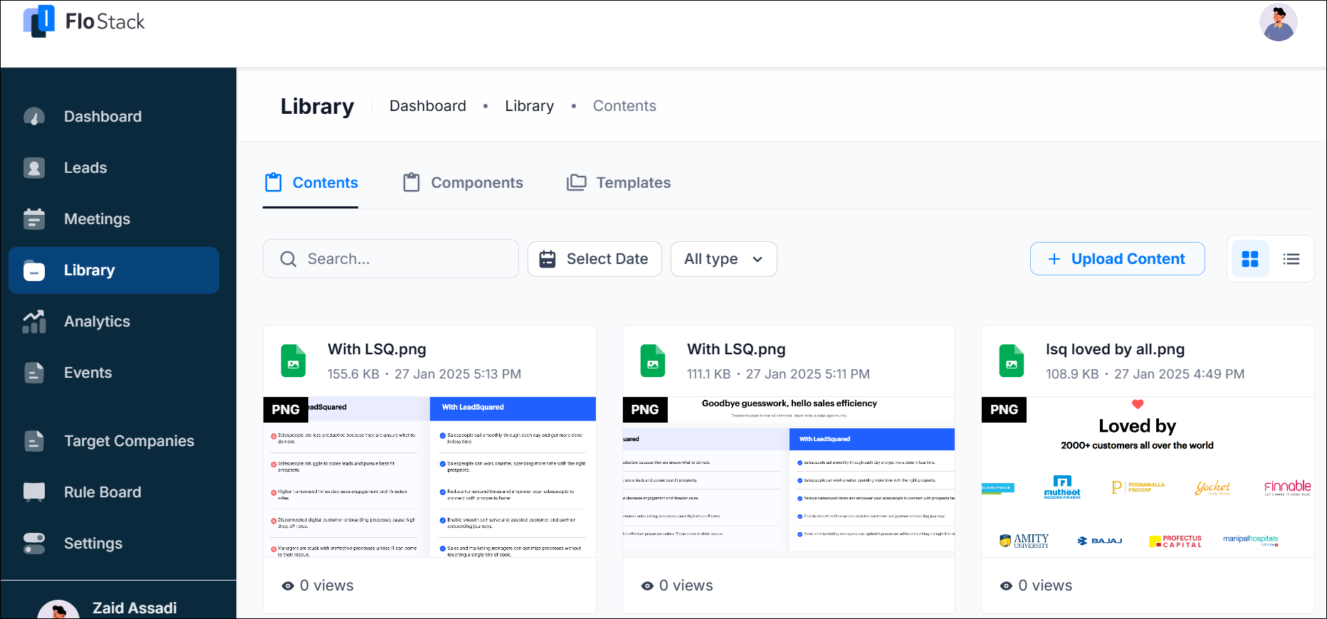 upload contents on flostack