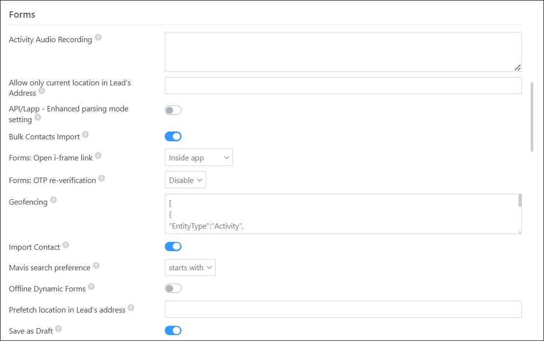 Leadsquared - Mobile App Additional Settings