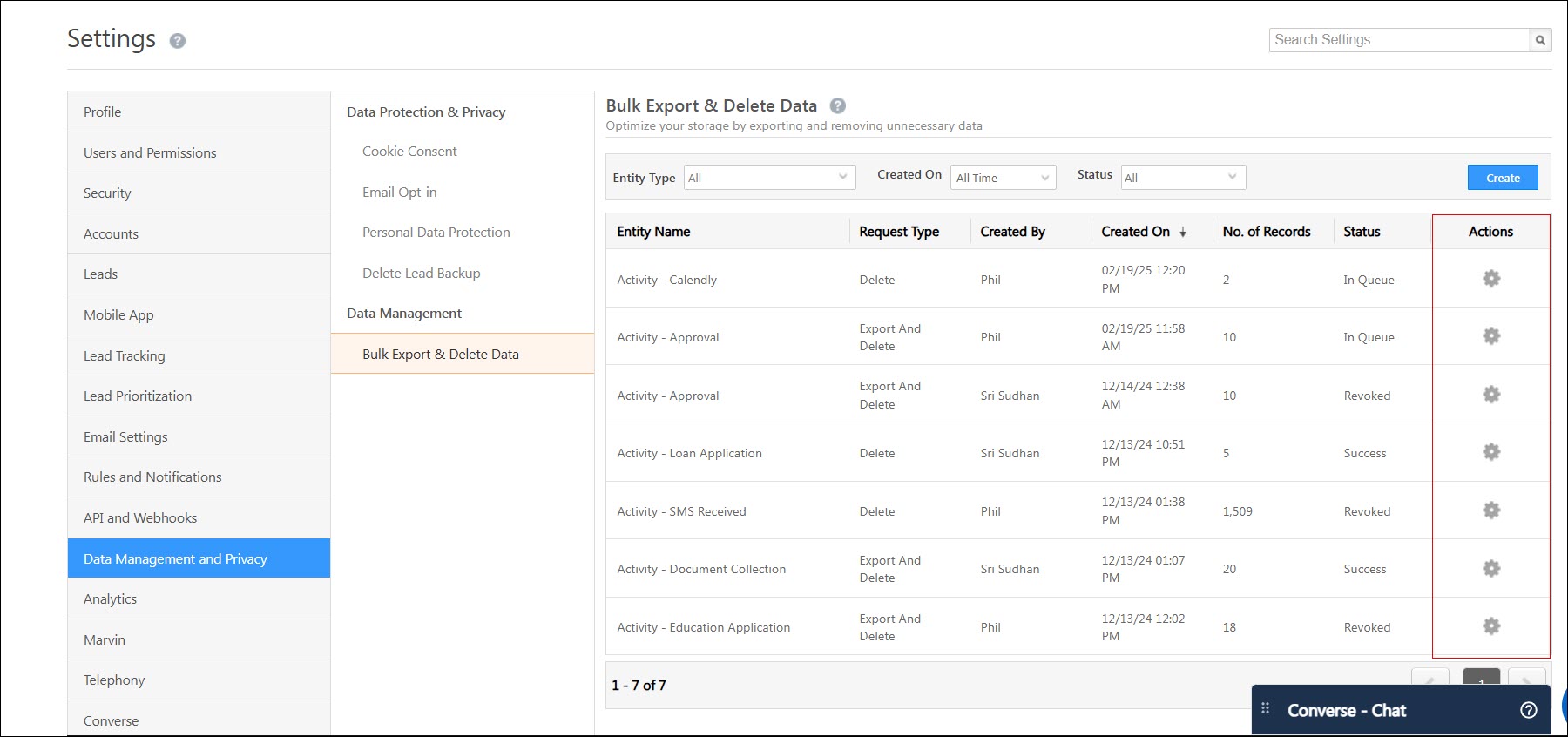 Leadsquared - Bulk Export & Delete Data