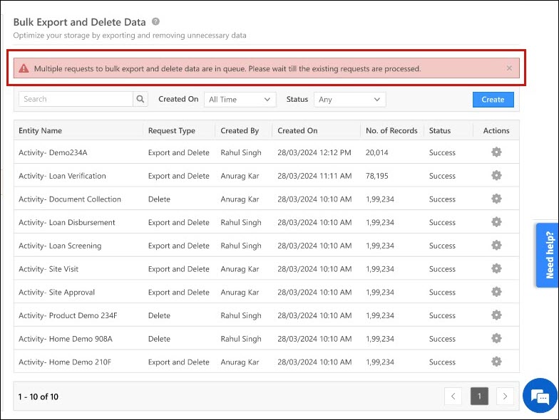 Leadsquared - Bulk Export & Delete Data