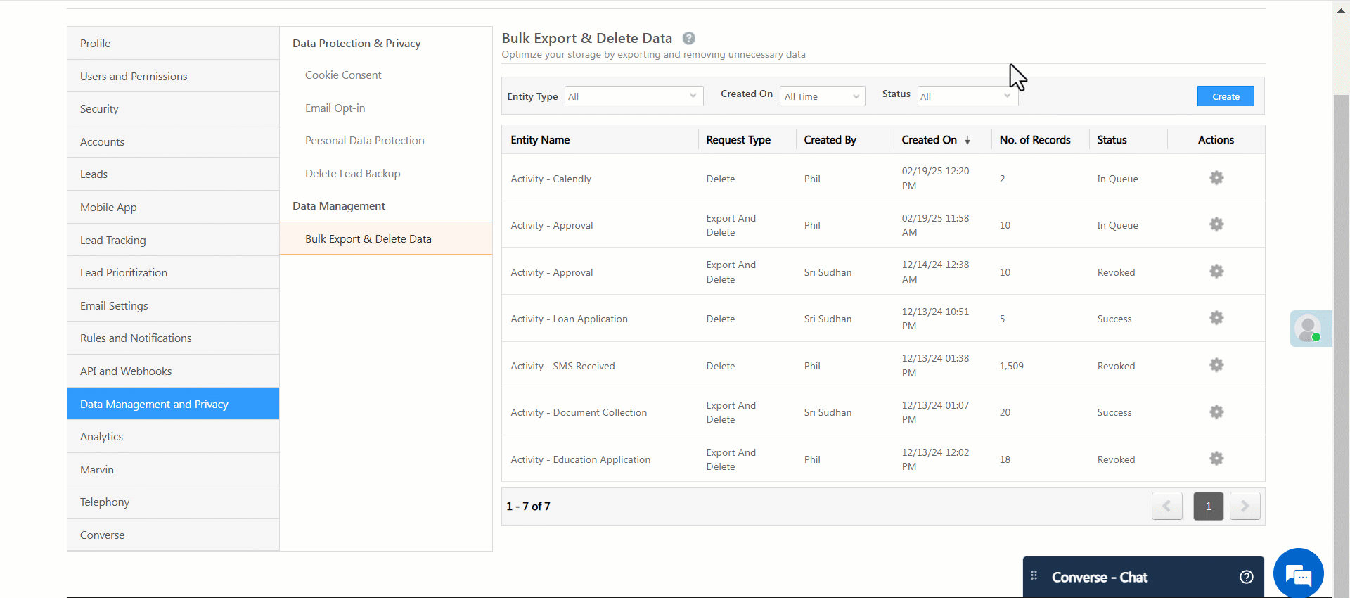 Leadsquared - Bulk Export & Delete Data