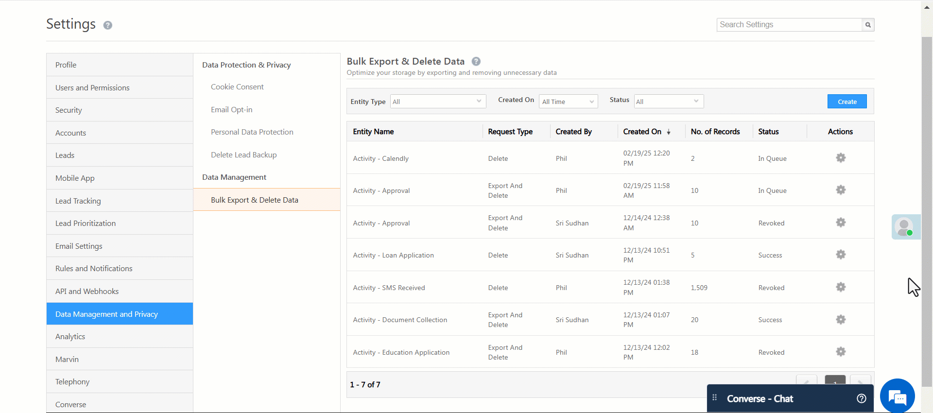 Leadsquared - Bulk Export & Delete Data