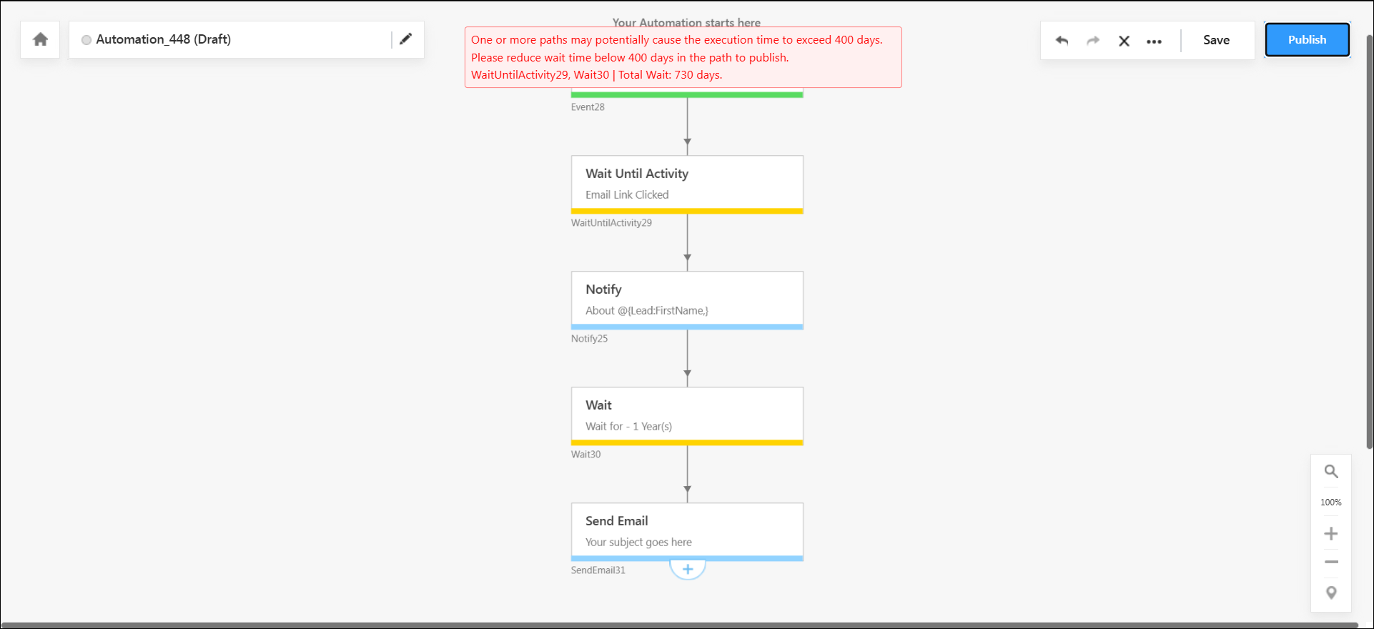 automation wait cards without mail merge