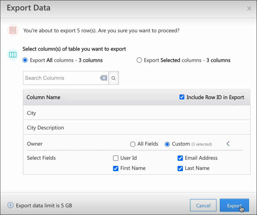 Export only specific subfields from User Lookup Columns