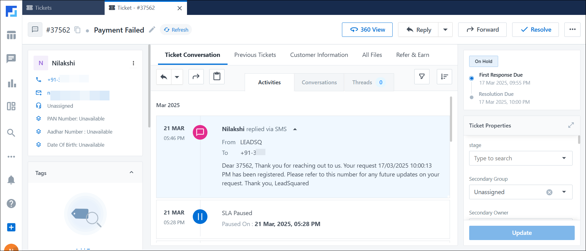 LeadSquared Service CRM
