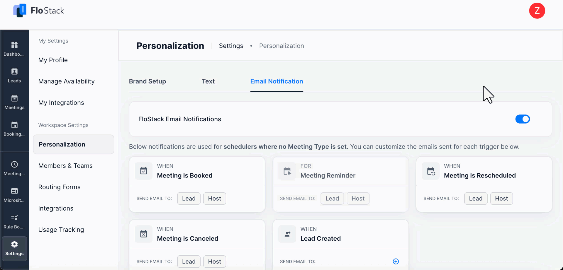 personalization email notification