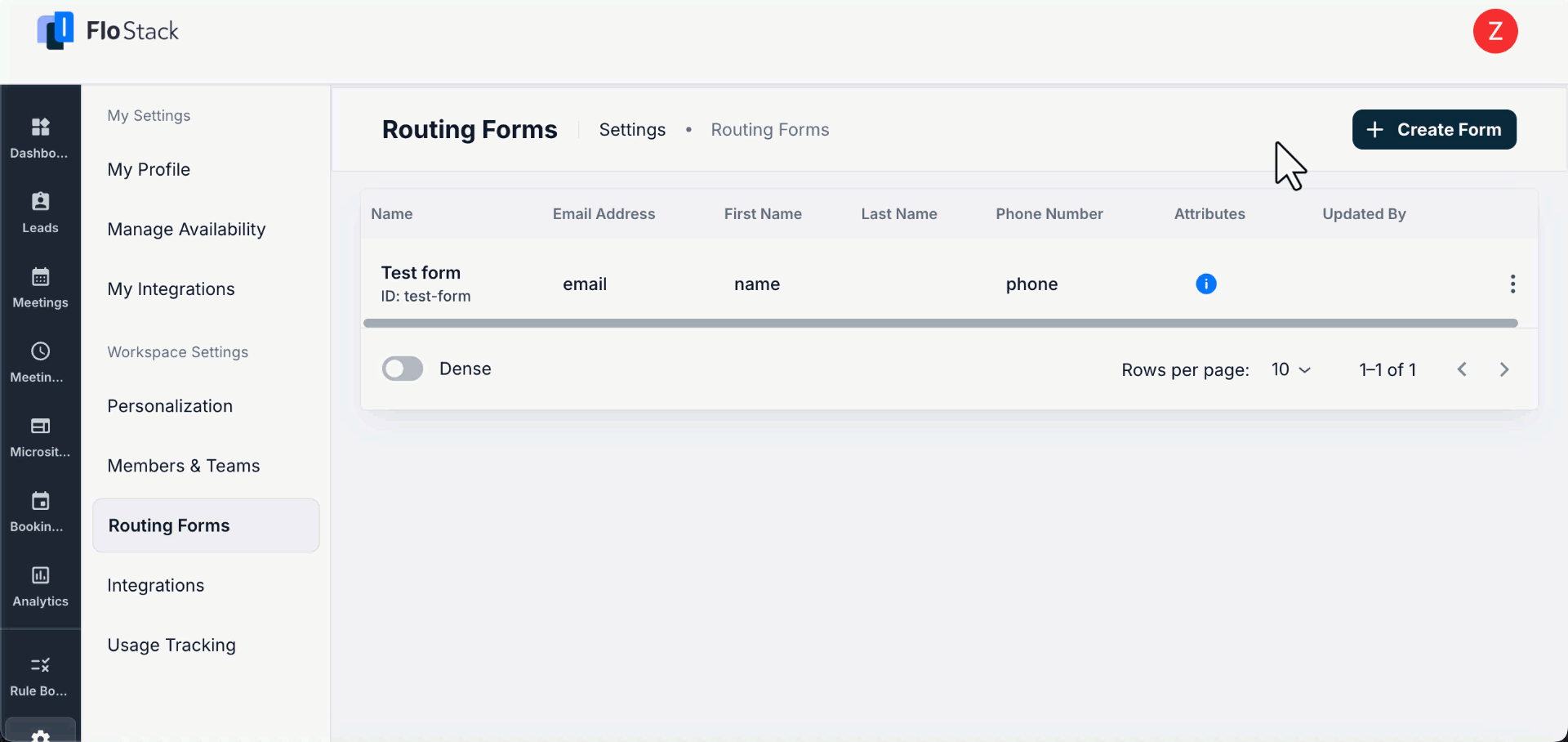 workspace routing forms