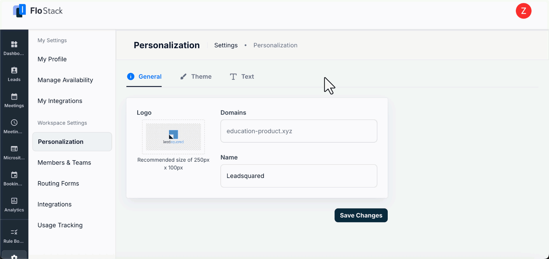 workspace settings personalization