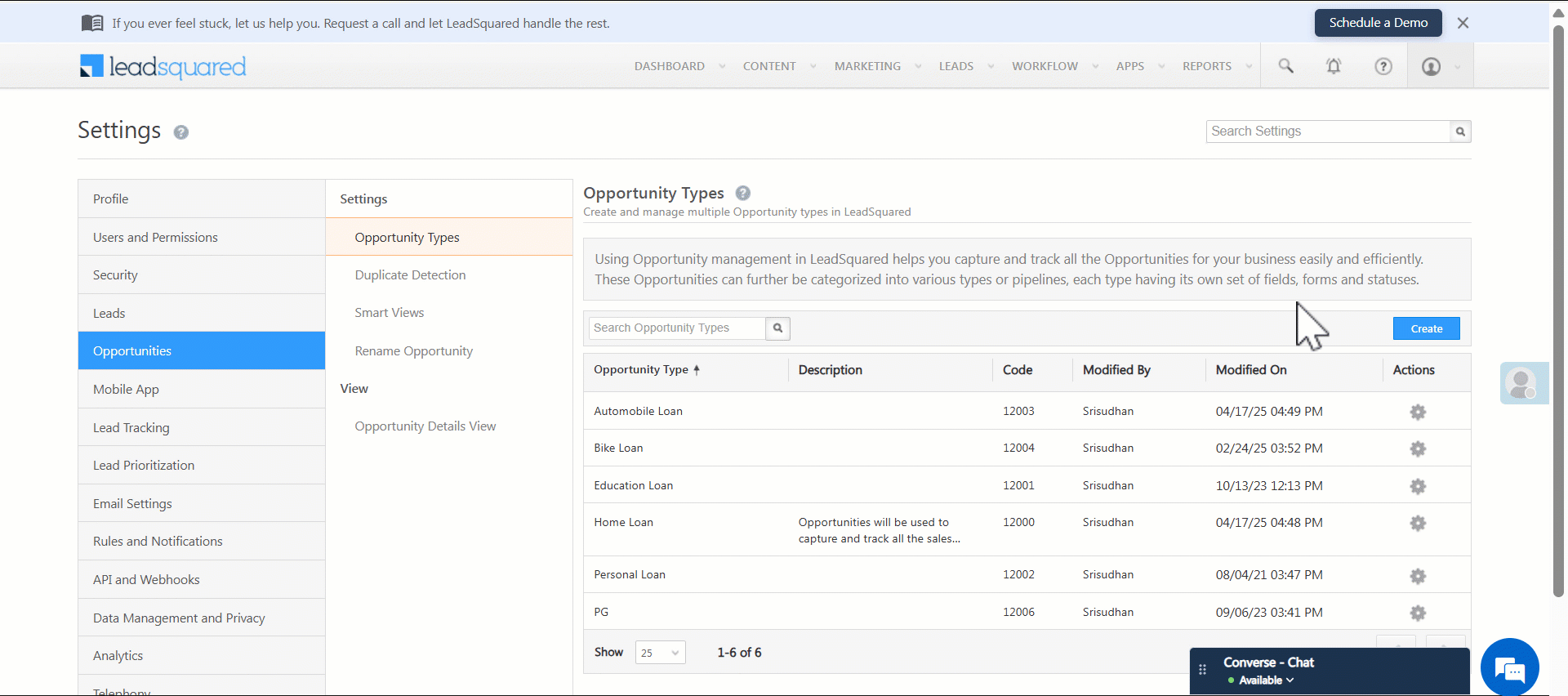 LeadSquared Opportunity Management