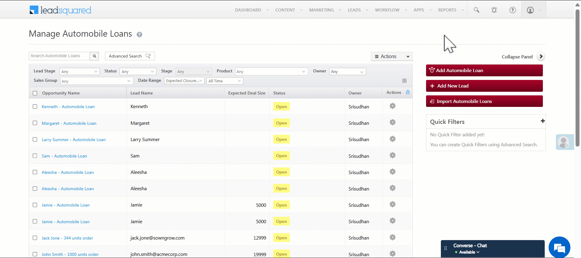 LeadSquared Opportunity Management