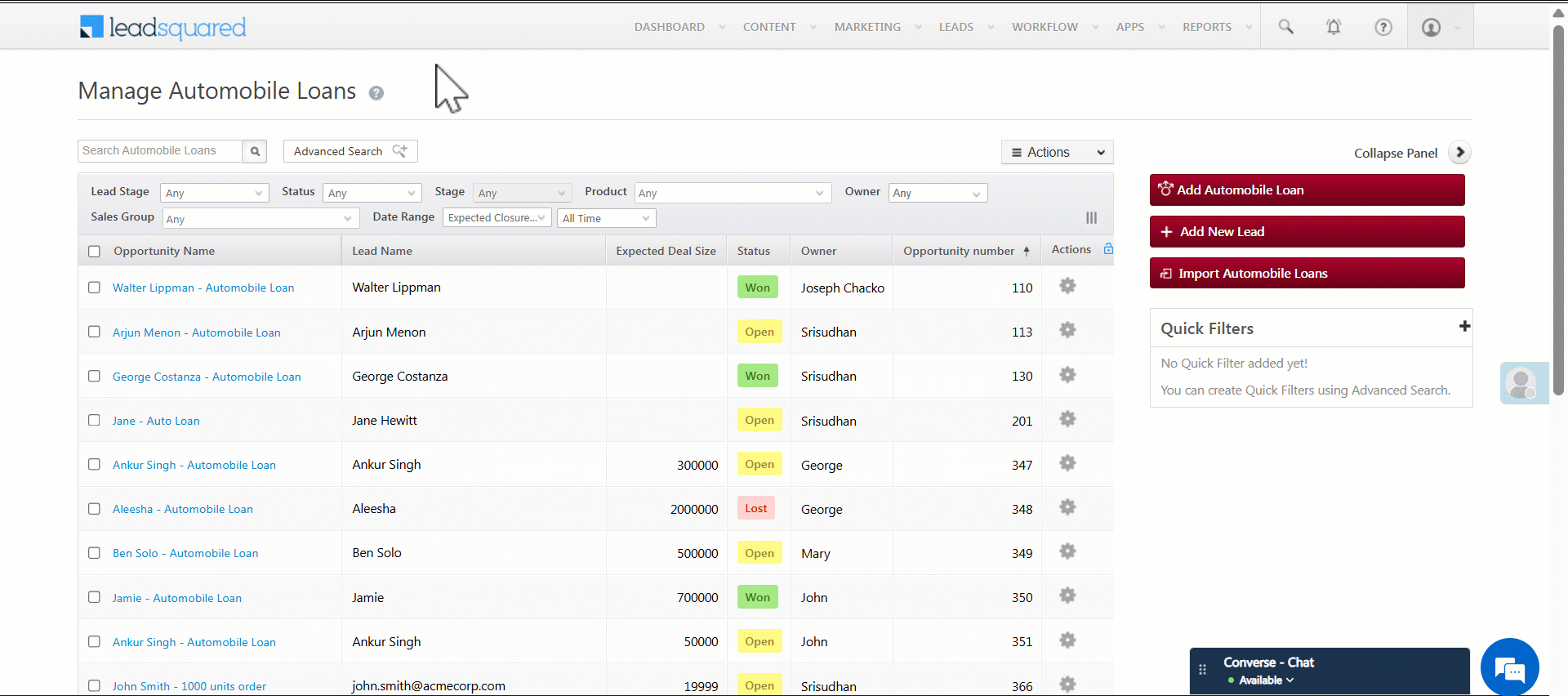 LeadSquared Opportunity Management