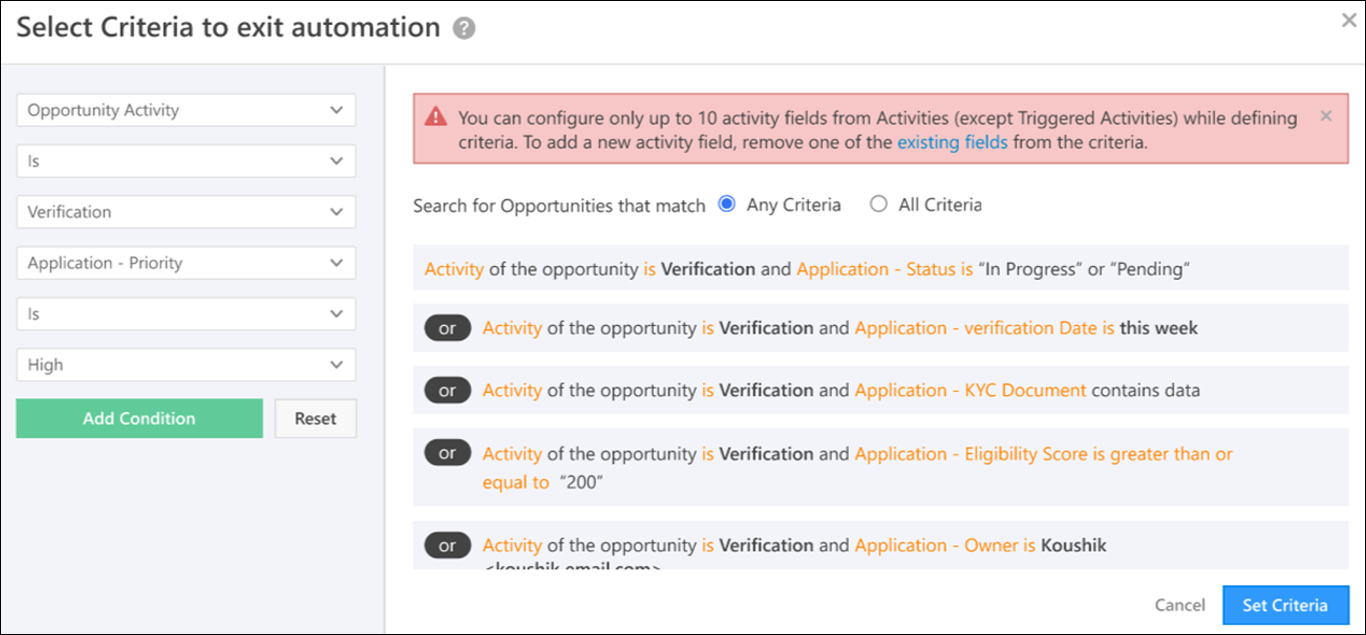 automation criteria builder restriction 2
