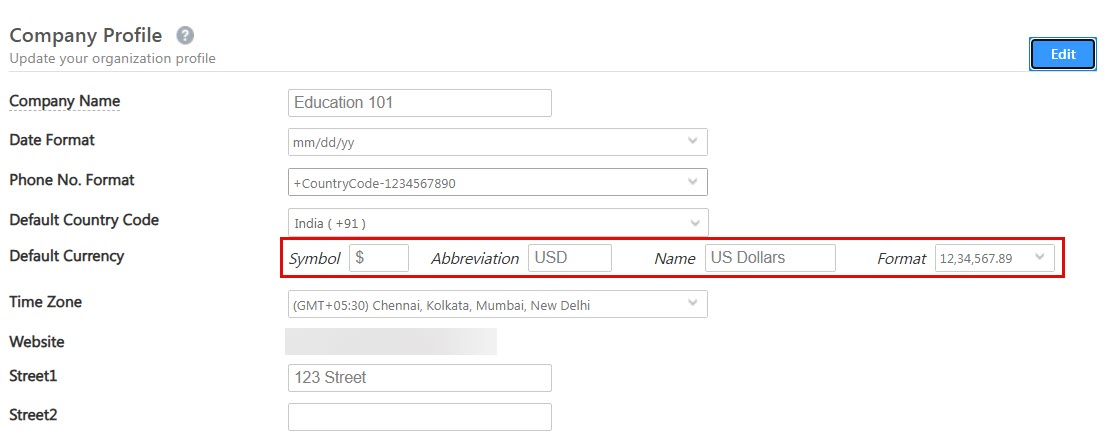 Default Currency