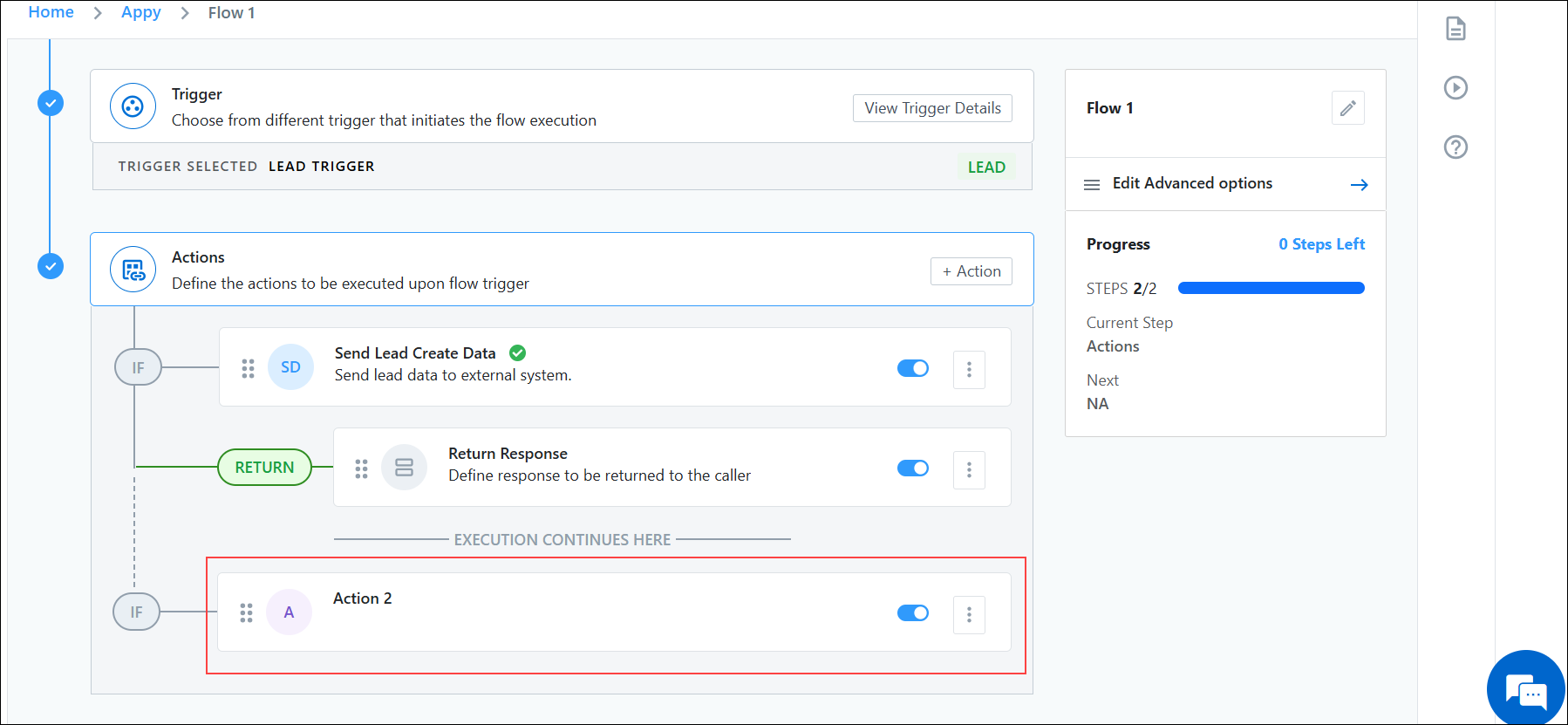 action added after return response