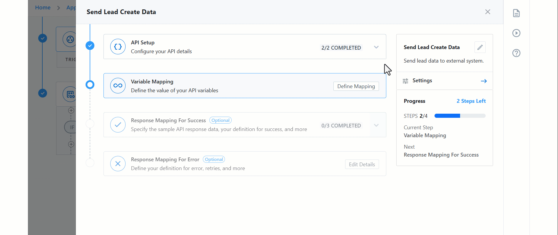 uds create action variable mapping