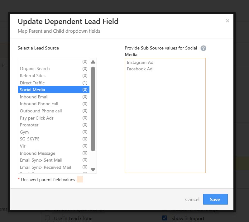 Dependent Lead Fields