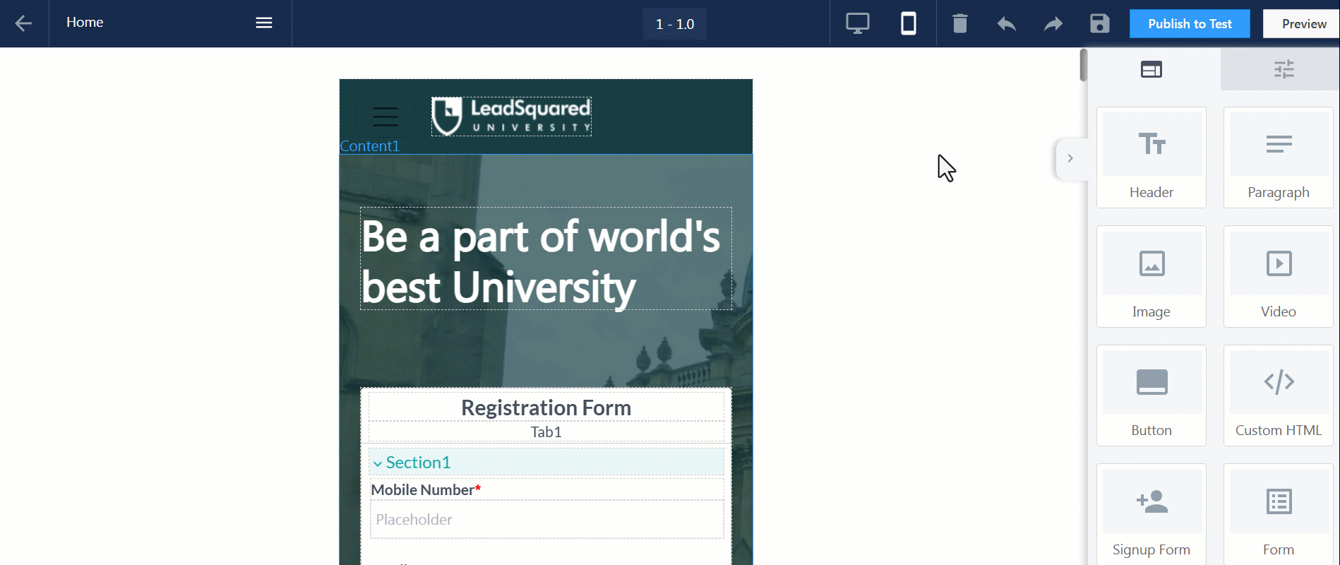 Manage header footer variants in mobile editer