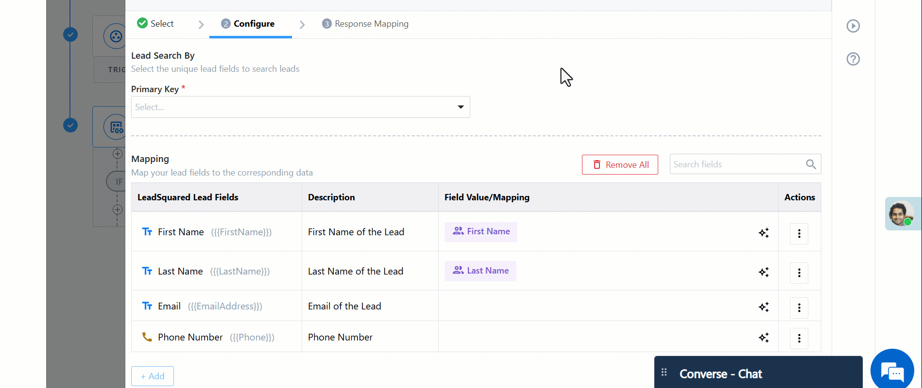 uds actions lead capture field mapping