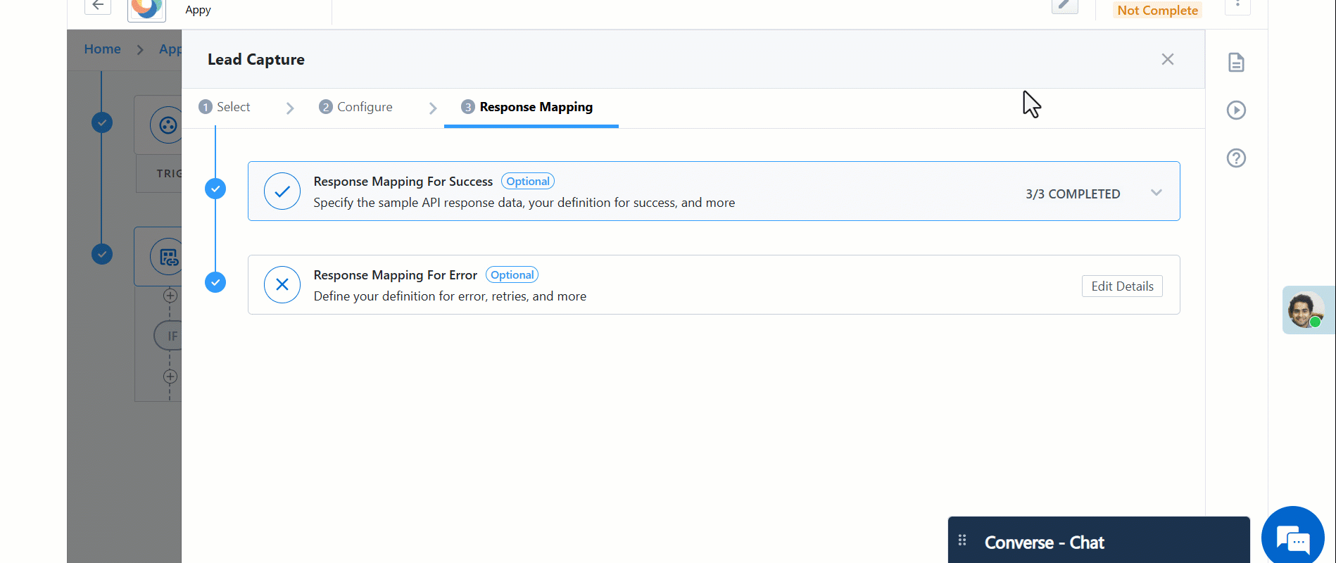 uds actions lead capture success error mapping