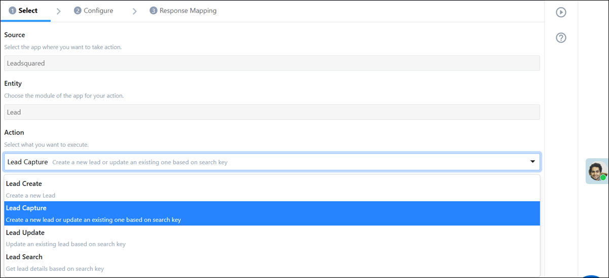 uds actions lead workflow select behaviour