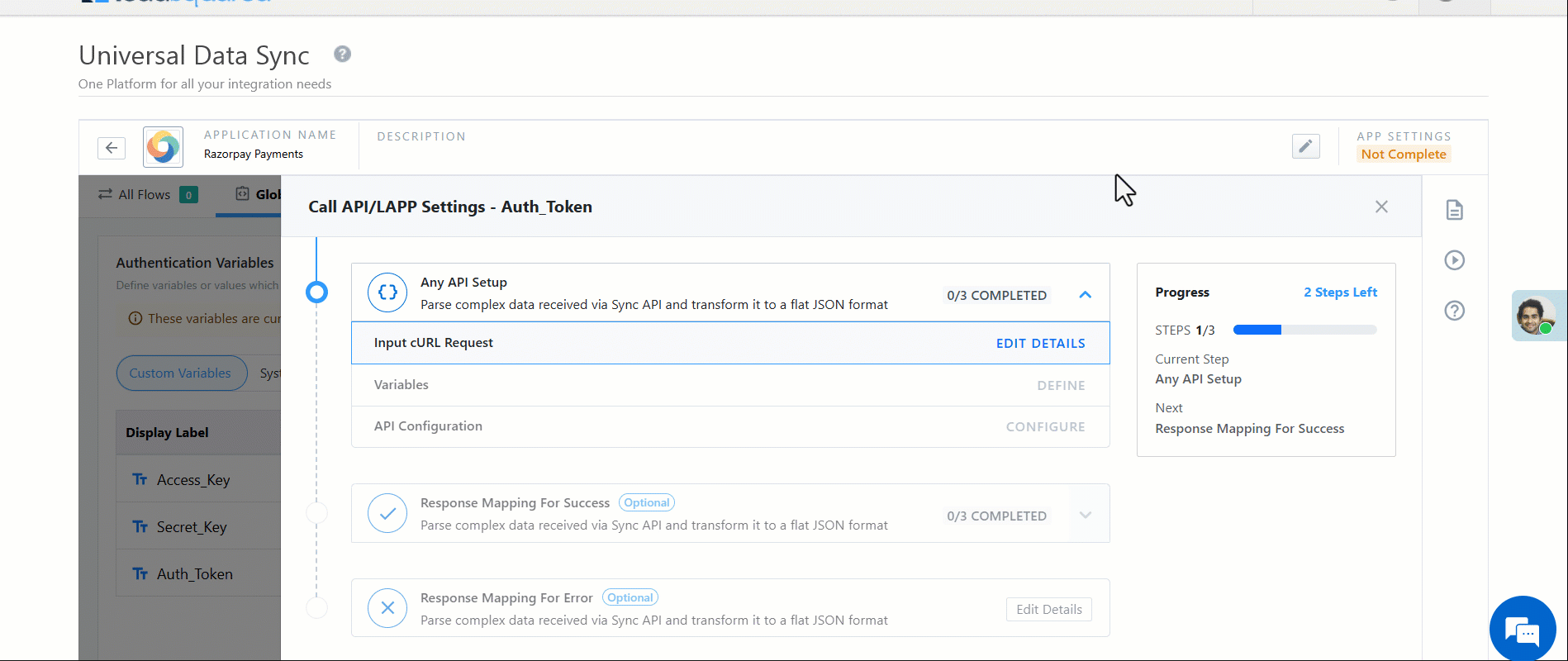 uds any api setup for call api