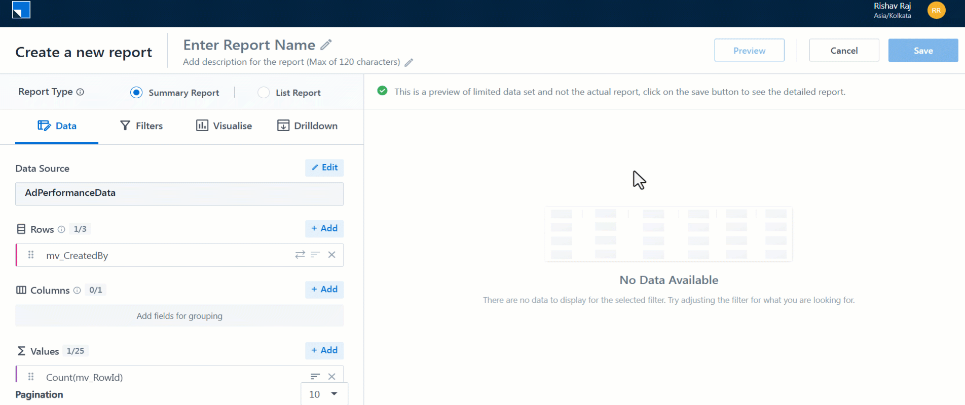 build report with mavis data