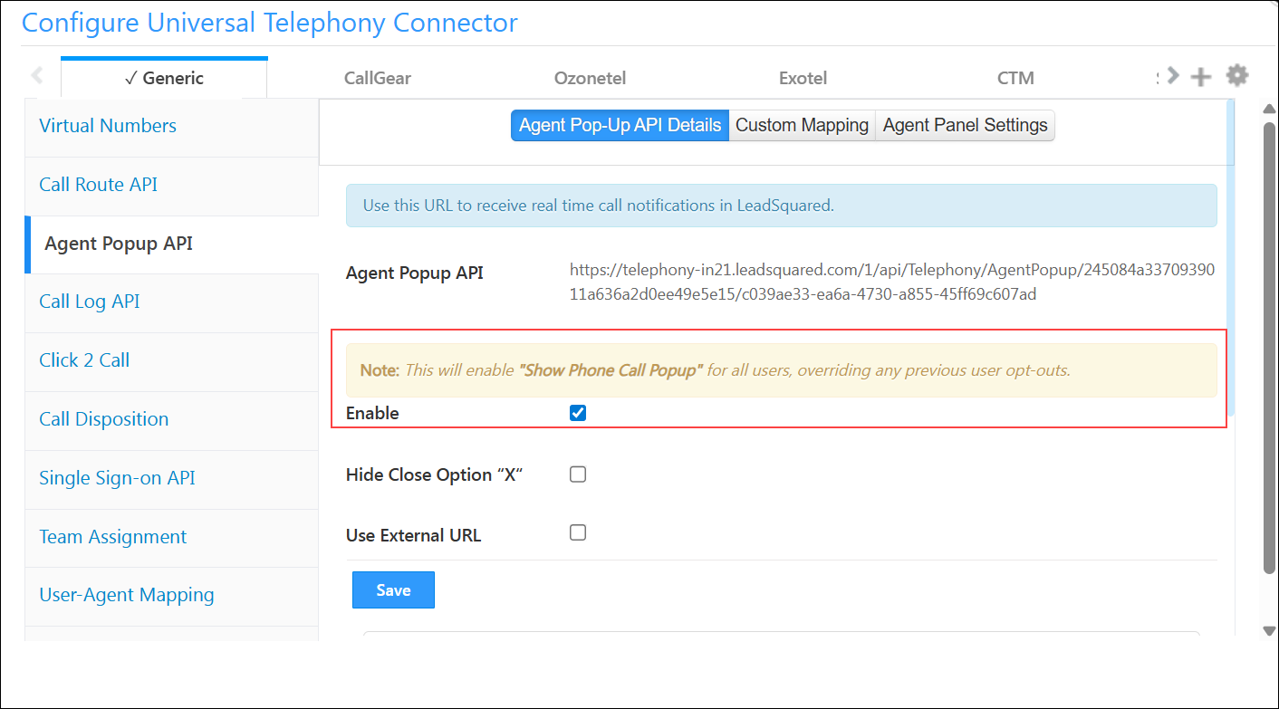 show phone call pop up telephony