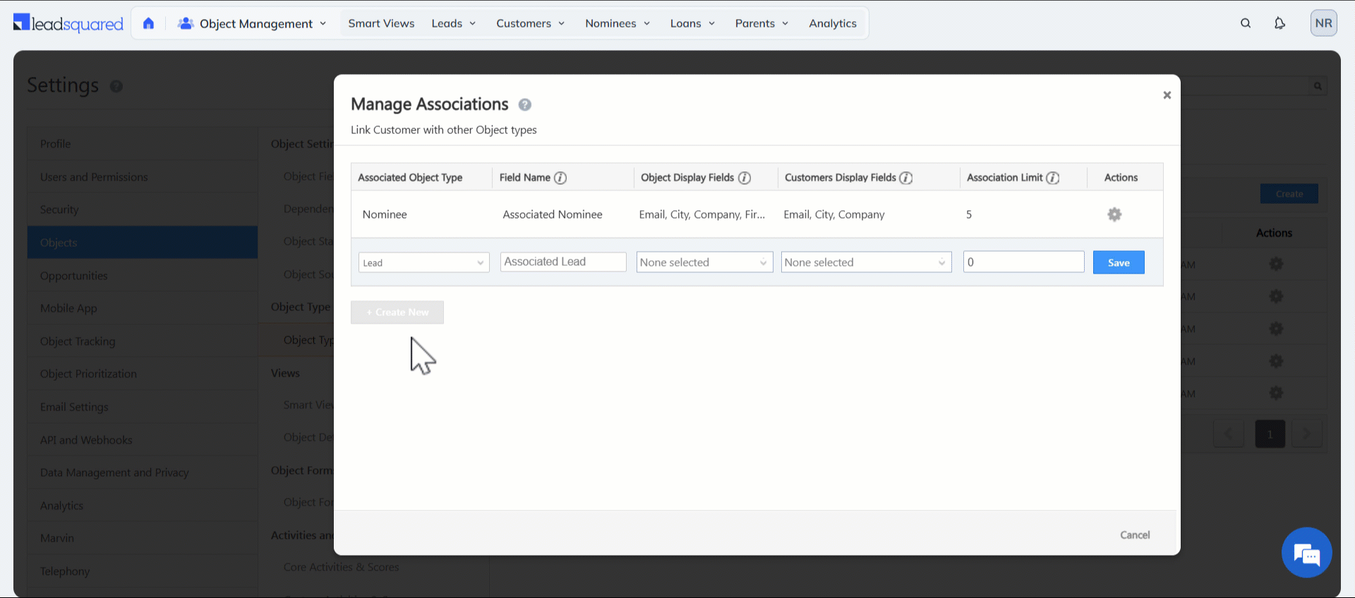 Leadsquared - Object Types Association